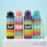 قمقمه ورزشی نی دار ۱ لیتری مدل RUN ، قفل ضامن دار + بند دوشی قابل تنظیم