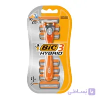 دسته و یدک ژیلت بیک هایبیرد Bic Hybird دارای تیغ ۳ لبه