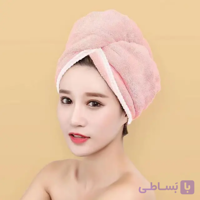 حوله کلاهی حمام زنانه هندی ضخیم ۲ لایه سر خشک کن دکمه دار میکروفایبر لوکیا