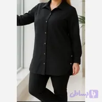شومیز مانتویی قواره‌دار زنانه تک رنگ مشکی
