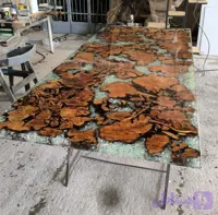 میز ناهارخوری ۱۲ نفره چوب ریشه توسکا و رزین شفاف