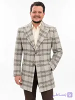 نیم پالتو مردانه چهارخونه کرم