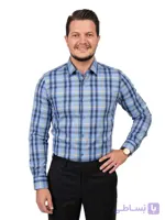 پیراهن مردانه چهارخونه آبی