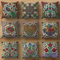 مجموعه کوسن سنتی طرح کاشی و گل و مرغ