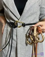 کمربند گره ای چرم،مشکی و شکلاتی