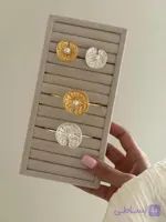 ست بنگل و انگشتر نیلوفر آبکاری نقره