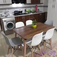 میز و صندلی غذاخوری ۶نفره پایه چوبی فایبر گلاس نشکن