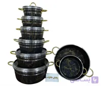 سرویس قابلمه ۱۴ پارچه سنگی طرح چدن پایان