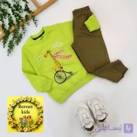 بلوزشلوار پسرانه طرح زرافه‌ی دوچرخه‌سوار(1 تا 5 سال)