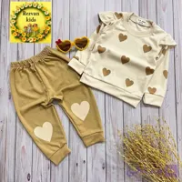 بلوزشلوار کبریتی طرح قلب(1 تا 4 سال)