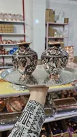 گلدان مسی تراش مشکی ارتفاع ۱۵ سانت زیبا، اعلا و درجه یک ۱ عددی