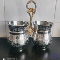جا کاردی یا جا قاشقی دوقلو تمام مس با روکش کروم طرحcnc