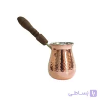 قهوه جوش مسی سایز 1 دهانه 7 دسته چوبی حجم ۴ کاپ