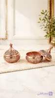 قندان مسی سه عددی گلبرگ زیبا نانو شده