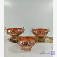 سرویس پذیرایی مسی 3 تیکه دست ساز گل برجسته قلم زنجان