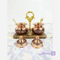 جا ادویه دوتایی مسی سیاه قلم