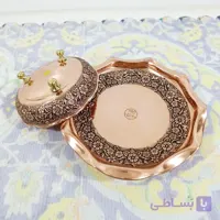 6 عدد پیاله مسی سه پایه گل برجسته کاری شده