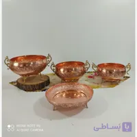 سرویس پذیرایی مسی رز گل ریزگل گلبرگ کروم زنجان 4 تیکه رزگل برجسته