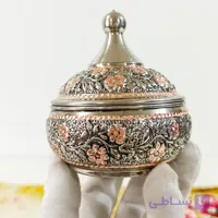 قندان گلبرگ مسی کروم شده و تراش خورده مدل دو رنگ