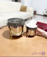 ست جا دستمال کاغذی تمام مسی کروم و سطل زباله جا کلنکسی مسی براق نانو