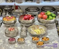 پک سرویس پذیرایی مسی نیلوفر اطلس ۱۸ تیکه