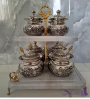 پاسماوری مسی و جا ادویه مسی گلبرگ ۸ عددی درجه‌یک نانو شده سیاه قلم گل برجسته