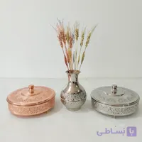 آجیل خوری در دار طرح برجسته کار شده با دست مسی نانو شده رنگ ثابت