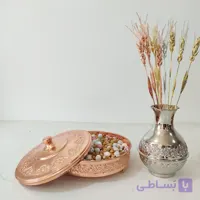 گز خوری یا شکلات و شیرینی خ مسی طرح ریز گل برجسته مدل 3 پایه نانو شده