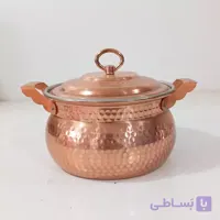 قابلمه مسی زنجان قطر22 طرح شکمی سایز 3 شش نفره نانو شده رنگ ثابت