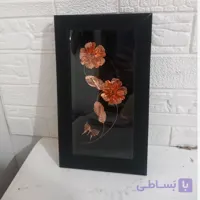 تابلو مسی طرح دو گل دست ساز زنجان مناسب کادو طول 35