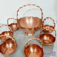 سبدمسی 6عددی سایز 1 با آجیل خوری سبدی مسی