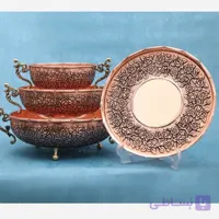 سرویس 4 تیکه پذیرایی مسی گلبرگ چکشی سه پایه کار بسیار زیبا