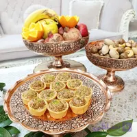 شیرینی خوری لوکس مسی دست ساز زنجان گل برجسته کاری
