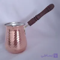 شیرجوش (قهوه جوش) متوسط مسی دسته چوبی چکشی