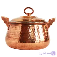 قابلمه مسی سایز 4 طرح تیانچه ای 10 نفره ورق ضخیم و سنگین قطر 24 سانت