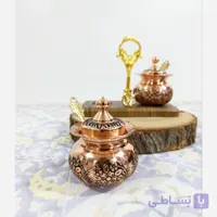 جا ادویه تمام مسی دو تایی گلبرگ رنگ ثابت با استند چوبی