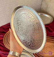 سینی مسی بیضی ترمه سایز 5 اندازه 33×21