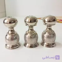 نمکدان مسی 3تایی زنجان با روکش کروم رنگ ثابت مدل شنی