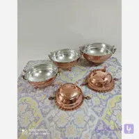 کاسه مسی گوشواره دار در 5 سایز داخل قلع اعلا میوه یا سوپ آجیل و...