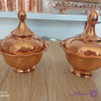 قندان تمام مس ۲ عددی، طرح دار ، نانو شده ، محصول زنجان