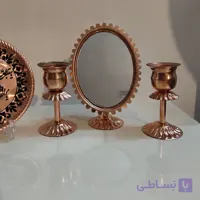 آینه و شمعدان تمام مس نانو شده رنگ ثابت