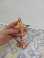 قندان مسی پایه دار لاله لیزری طرحدار قطر ۷ ارتفاع ۱۴