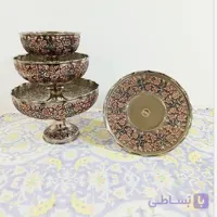سرویس 4 تیکه تراش تک پایه گلبرگ اعلا مسی کروم شده