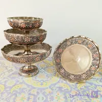 سرویس4 تیکه پذیرایی مسی کروم شده تراش شده نانو اعلا نانو شده
