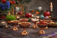 سرویس هفت سین مسی گلبرگ ۶ عددی سیاه قلم (نقلی ۶ تیکه)