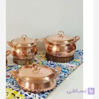 قابلمه دو عددی شکمی قطر25و22 همراه یک ماهی تابه در دارقطر25 تمام مسی