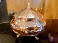 قندان سفینه ای مسی سایز 1 ازتفاع 10 دهانه 7 سانت