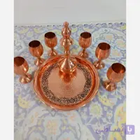 تنگ و جام (6 عددی) و سینی مسی زنجان نانو شده رنگ ثابت