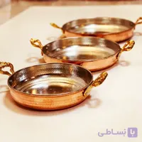 ماهی تابه مسی دو دسته برنجی سایز2، قطر 20،ارتفاع 4