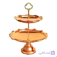 شیرینی خوری مسی مدل دو طبقه سایز متوسط ابعاد در عکس در مس نمونه زنجان